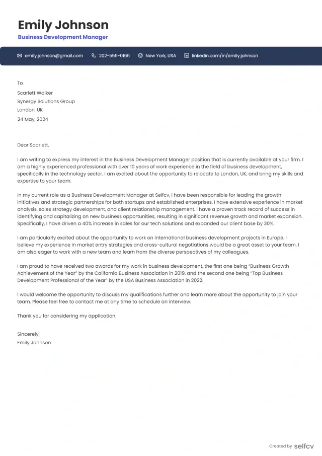 Cover Letter template 1 preview