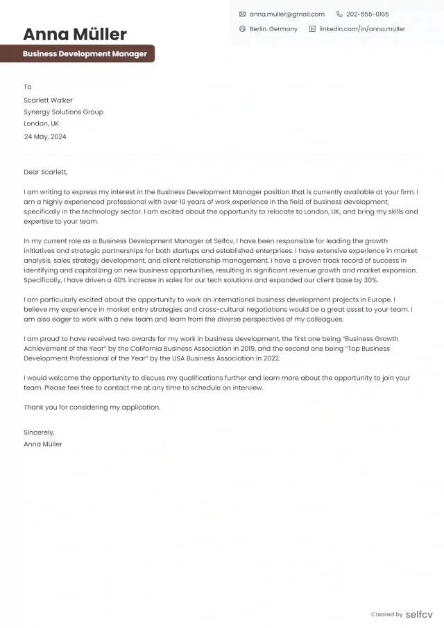 Cover Letter template 2 preview