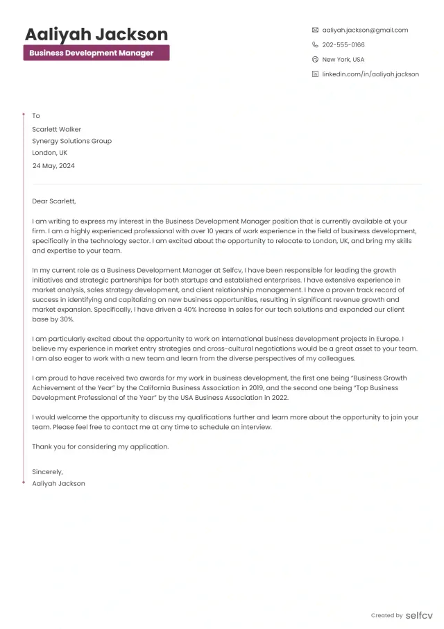 Cover Letter template 5 preview