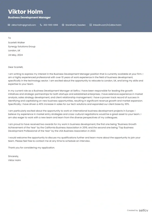 Cover Letter template 3 preview